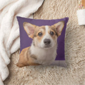 最も可愛い赤ん坊の動物 | Corgi Pupy on Purple クッション (ブランケット)
