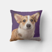 最も可愛い赤ん坊の動物 | Corgi Pupy on Purple クッション (裏面)