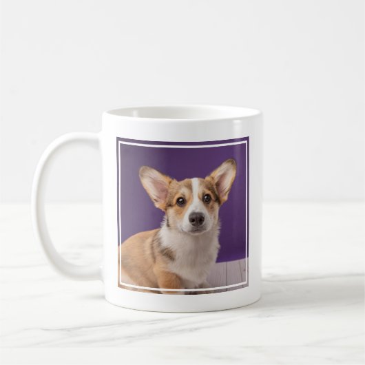 最も可愛い赤ん坊の動物 | Corgi Pupy on Purple コーヒーマグカップ (左)