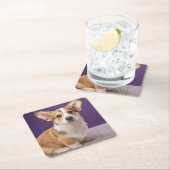 最も可愛い赤ん坊の動物 | Corgi Pupy on Purple スクエアペーパーコースター (インサイチュ)