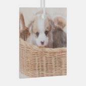 最も可愛い赤ん坊の動物 | Corgi Tiny Puppy ガラスオーナメント (正面右)