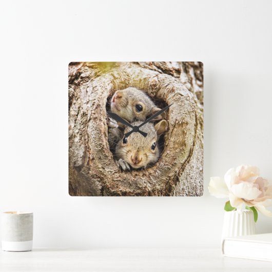 最も可愛い赤ん坊の動物 | Curiousベビーリス スクエア壁時計 (ホーム)