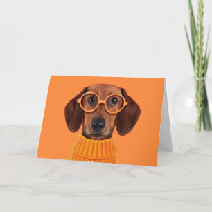最も可愛い赤ん坊の動物 Dachshundオレンジセーター カード