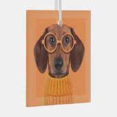 最も可愛い赤ん坊の動物 | Dachshundオレンジセーター ガラスオーナメント (正面右)
