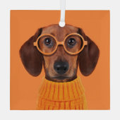 最も可愛い赤ん坊の動物 | Dachshundオレンジセーター ガラスオーナメント (裏面)