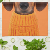 最も可愛い赤ん坊の動物 | Dachshundオレンジセーター キッチンタオル (折り畳み)