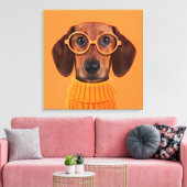 最も可愛い赤ん坊の動物 | Dachshundオレンジセーター キャンバスプリント (インサイチュ (リビング))