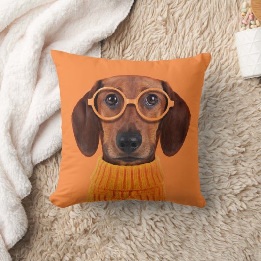 最も可愛い赤ん坊の動物 | Dachshundオレンジセーター クッション (ブランケット)