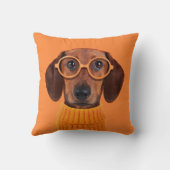 最も可愛い赤ん坊の動物 | Dachshundオレンジセーター クッション (裏面)