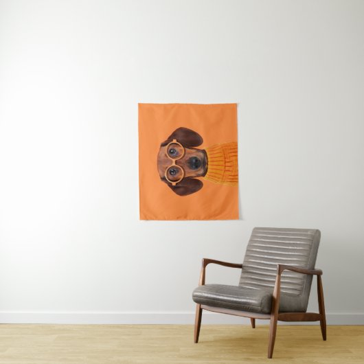 最も可愛い赤ん坊の動物 | Dachshundオレンジセーター タペストリー (インサイチュ)