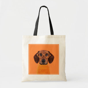 最も可愛い赤ん坊の動物 Dachshundオレンジセーター トートバッグ
