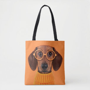 最も可愛い赤ん坊の動物 Dachshundオレンジセーター トートバッグ