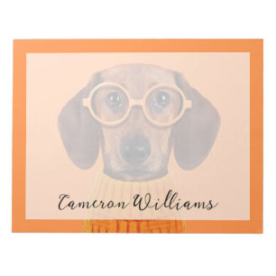 最も可愛い赤ん坊の動物 Dachshundオレンジセーター ノートパッド