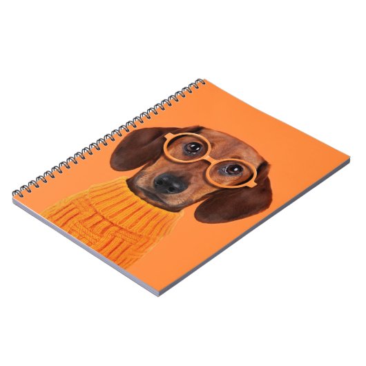 最も可愛い赤ん坊の動物 | Dachshundオレンジセーター ノートブック (左側)