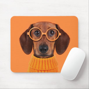 最も可愛い赤ん坊の動物 Dachshundオレンジセーター マウスパッド