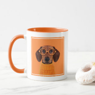最も可愛い赤ん坊の動物 Dachshundオレンジセーター マグカップ
