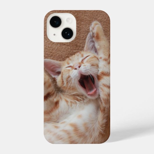 最も可愛い赤ん坊の動物 | Ginger Kittenあくびをする iPhoneケース (裏面)
