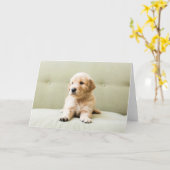 最も可愛い赤ん坊の動物 | Golden Retriever Puppy カード (黄色い花)