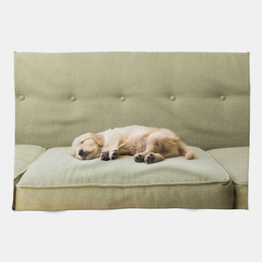 最も可愛い赤ん坊の動物 | Golden Retriever Puppy 2 キッチンタオル (横)