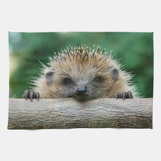 最も可愛い赤ん坊の動物 | Hedgehogスマイル キッチンタオル (横)