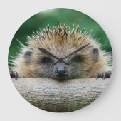 最も可愛い赤ん坊の動物 | Hedgehogスマイル ラージ壁時計 (正面)