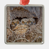 最も可愛い赤ん坊の動物 | Horned 素晴らし Chicks メタルオーナメント (正面)