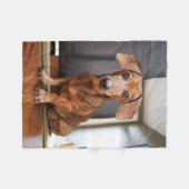 最も可愛い赤ん坊の動物 | Mini Dachshund Puppy フリースブランケット (正面(横))
