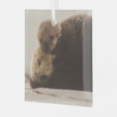 最も可愛い赤ん坊の動物 | Otter 生まれたばかりの Pup ガラスオーナメント (正面左)