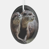 最も可愛い赤ん坊の動物 | Ottersが手を握る ガラスオーナメント (正面左)