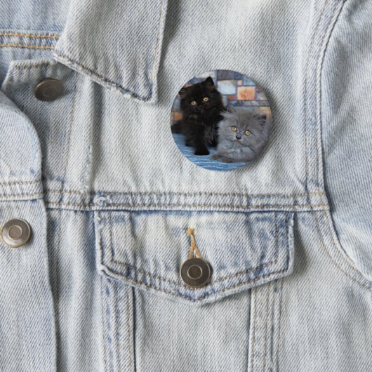 最も可愛い赤ん坊の動物 | Persian Kittens on Blanケット 缶バッジ (インサイチュ)