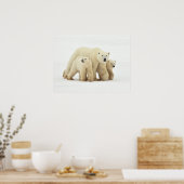 最も可愛い赤ん坊の動物 | Polar Bear Family ポスター (キッチン)