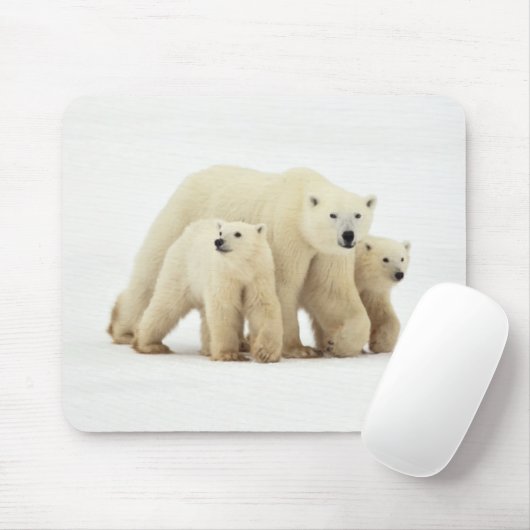 最も可愛い赤ん坊の動物 | Polar Bear Family マウスパッド (マウス)