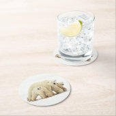 最も可愛い赤ん坊の動物 | Polar Bear Family ラウンドペーパーコースター (インサイチュ)