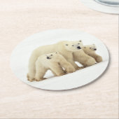 最も可愛い赤ん坊の動物 | Polar Bear Family ラウンドペーパーコースター (アングル)