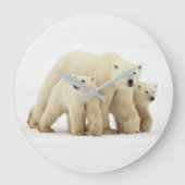 最も可愛い赤ん坊の動物 | Polar Bear Family ラージ壁時計 (正面)