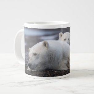 最も可愛い赤ん坊の動物 Polar Bear Family Alaska ジャンボコーヒーマグカップ