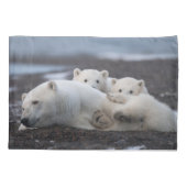 最も可愛い赤ん坊の動物 | Polar Bear Family Alaska 枕カバー (裏面)