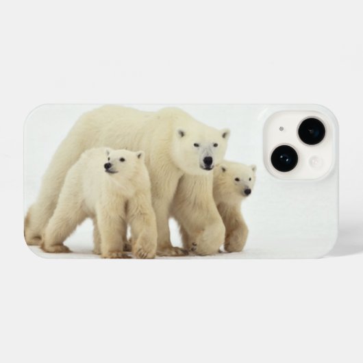 最も可愛い赤ん坊の動物 | Polar Bear Family iPhoneケース (裏面横)