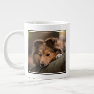 最も可愛い赤ん坊の動物 Shetland Sheepdogの子犬 ジャンボコーヒーマグカップ