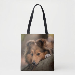 最も可愛い赤ん坊の動物 Shetland Sheepdogの子犬  トートバッグ