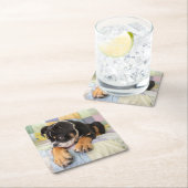 最も可愛い赤ん坊の動物 | Shy Old English Bulldog スクエアペーパーコースター (インサイチュ)