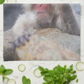 最も可愛い赤ん坊の動物 | Snow Monkey顔 キッチンタオル (折り畳み)