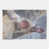 最も可愛い赤ん坊の動物 | Snow Monkey顔 キッチンタオル (横)