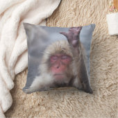 最も可愛い赤ん坊の動物 | Snow Monkey顔 クッション (ブランケット)