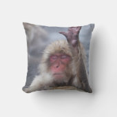 最も可愛い赤ん坊の動物 | Snow Monkey顔 クッション (正面)