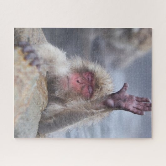 最も可愛い赤ん坊の動物 | Snow Monkey顔 ジグソーパズル (横)