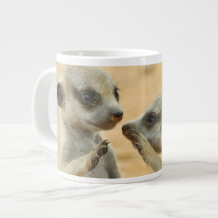 最も可愛い赤ん坊の動物 Two Young Meerkats ジャンボコーヒーマグカップ
