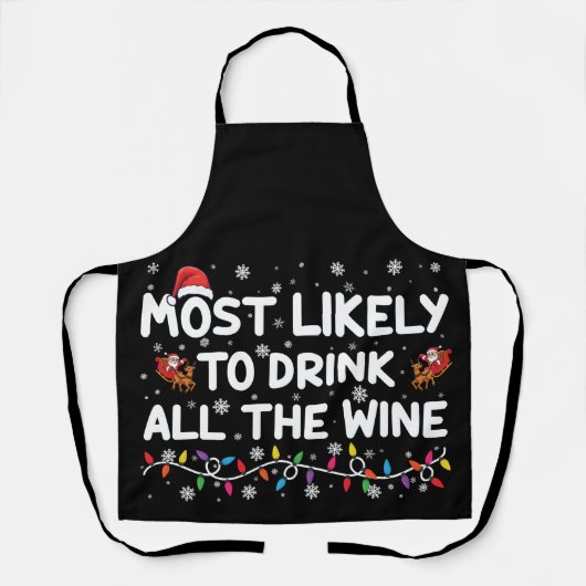 最も可能性が高いすべてのワイン家族のクリスマスを飲む エプロン (正面)