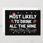 最も可能性が高いすべてのワイン家族のクリスマスを飲む 招待状 (正面/裏面)