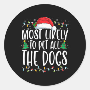 最も可能性が高いすべての犬のおもしろいクリスマスドッグ ラウンドシール